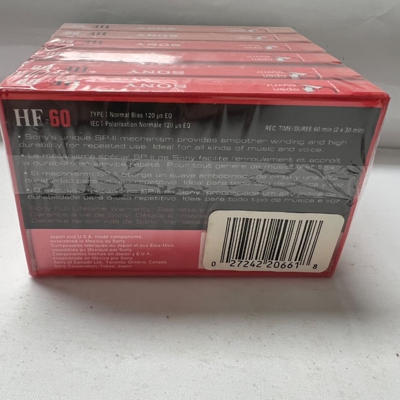 Sony Cassette Tapes 60 Min HF Normal Bias Type 1 Pack of 6 New Sealed - Picture 5 of 5
